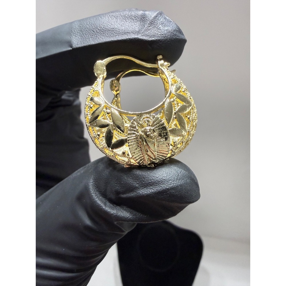 puffy hoop earrings gold filled